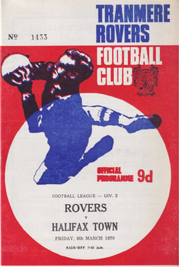 Tranmere Rovers v Halifax Town Match Programme 1970-03-06